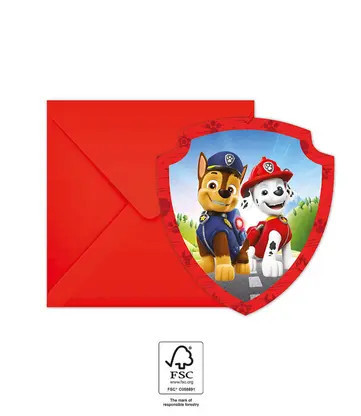 6 ks Pozvánka na narozeninovou oslavu a obálka PAW Patrol