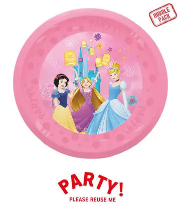 4 ks opakovaně použitelný party talíř 21 cm DISNEY PRINCESSES