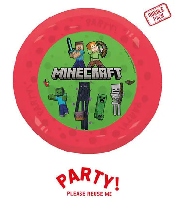4 ks opakovaně použitelný party talíř 21 cm MINECRAFT