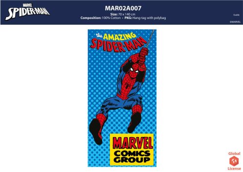 Spiderman dětský plážový ručník - 100% bavlna - 70x140 cm - středně modrý