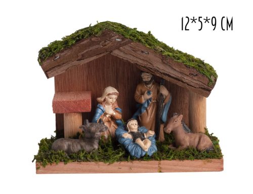 BETL.DŘEVO DŮM+5FIGUR+TRÁVA12*5*9