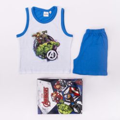   Dětské bavlněné pyžamo bez rukávů - Avengers - středně modrá - 128