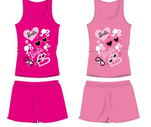 Barbie bavlněný letní set - tričko-šortky - růžový - 98