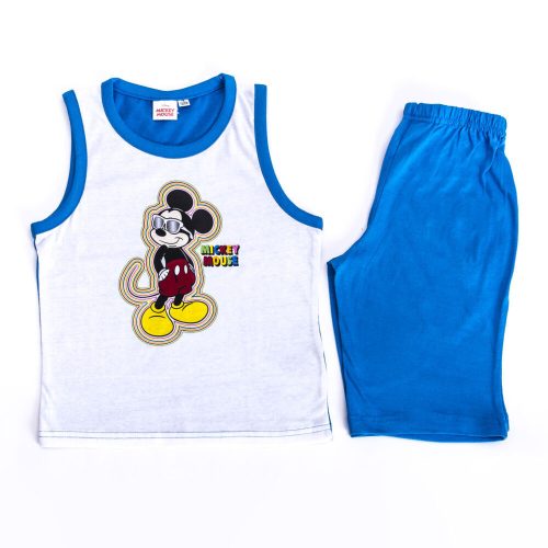 Mickey Mouse chlapecké bavlněné letní oblečení - tričko-šortky sada - středně modré - 122