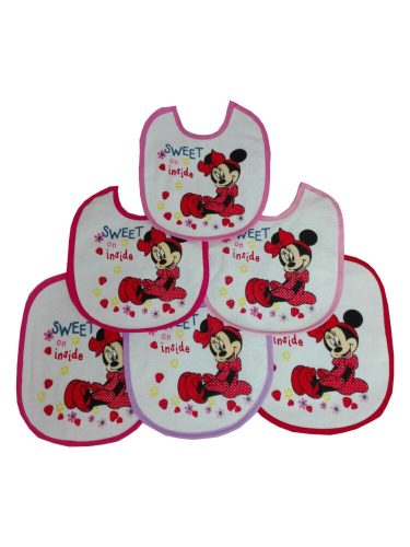 Minnie Mouse dětská plenka 6 kusů/balení - bavlněná plenka - světle růžová-růžová-tmavě růžová-růžová-červená-fialová
