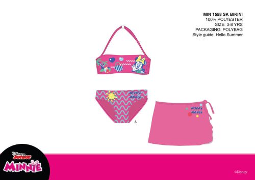 Disney Minnie Mouse plavky set pro dívky - bikini + sukně - tmavě růžová - 128