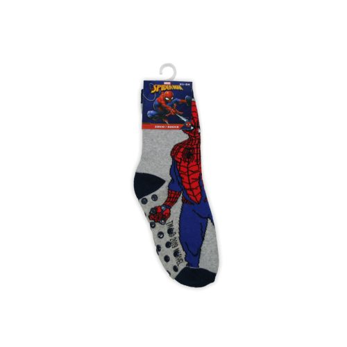 Protiskluzové dětské ponožky - Spiderman - plyšové - šedá-modrá - 27-30